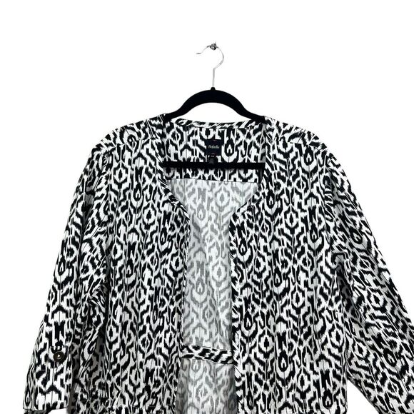 Rafaella Womens Blazer Short Roll Tab Sleeve Toggle Waist‎ Black White Size 20W - Picture 2 of 5